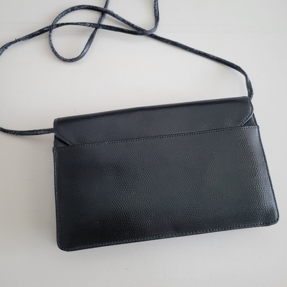 Givenchy Embossed Black Leather Clutch Crossbody Bag Vintage - Picture 2 of 12